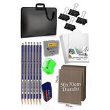 50X70 Resim Çantası Seti 1 Paket Karakalem 50X70 Proje Çantası Duralit Resim Kağıdı Dereceli Resim Kağıdı Hamur Silgi