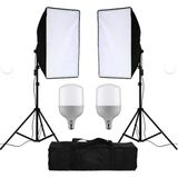 50X70 Softbox 50 Wat Güçlü LED Ampullü Youtube Video ve Fotoğraf 2li Softbox Sürekli Işık Seti