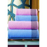 50X90 70X140 cm Amore Bath 4'lü Banyo Havlu Takımı, Plaj Havlusu, Hamam Takımı, Çeyizlik Havlu, Spa - 70 x 140 cm - 50 x 90 cm - Pembe - Mavi