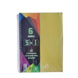 5+1 Ayracli Defter 6 Konulu 150 Yaprak 1 Adet 5 Kareli 1 Cizgili Spralli Plastik Kapak Seperatorlu