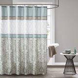 510 DESIGN Duş Perdesi, Dahili Astarlı Geometrik Dokulu Nakış Tasarımı, Modern Orta Yüzyıl Banyo Dekoru, Makinede Yıkanabilir, Kumaş Gizlilik Ekranı 72x72, Shawnee, Deniz Köpüğü