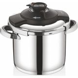 5108 - 2 Parça - Indüksiyonlu, 22 cm - 9,0 Litre Matik, Düdüklü Tencere, Gümüş Gövde, Siyah Detay - 9 L