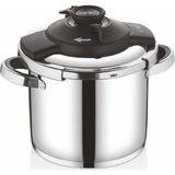 5108 - 2 Parça - Indüksiyonlu Ocak Uyumlu, 22 cm - 7,0 Litre Otomatik ve Karizmatik, Düdüklü Tencere, Gümüş Gövde, Siyah Detay - 7 L