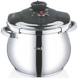 5109 - 2 Parça - Indüksiyonlu Ocak Uyumlu, 22 cm - 5,0 Litre Otomatik ve Tombik Düdüklü Tencere, Gümüş Gövde, Siyah Detay - 5 L