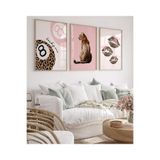 512 Store 3'Lü Leopar Bilardo Topu Kiss Kurdele Çerçevesiz Tasarım Poster Ev Dekor Ofis Modern Estetik Tasarım 33 X 48 Çok Renkli