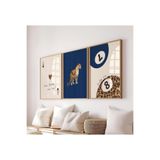 512 STORE 3'Lü Leopar Desen Duvar Dekor Çerçevesiz Poster Tablo Blue Serisi Modern Salon Yatak Odası Poster 33 X 48 Mavi, 1241354314