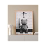 512 STORE Banyo Duvar Dekor Film Tema Ayı Teddy Çerçevesiz Poster Tasarım 30 X 42 Bej, 6534132r1t