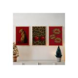 512 STORE Estetik 3'lü Bordo Leopar Serisi Çerçevesiz Kuşe Kağıt Poster Ev Dekor Modern Tasarım 33x48 cm, 32t45htgrefwd