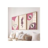512 STORE Estetik 3'Lü Leopar Pink Duvar Dekor Çerçevesiz Poster Heart Bilardo Topu 33 X 48 Pembe, 7645346y546