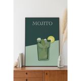 512 STORE Kokteyl Mojito Çerçevesiz Poster Duvar Tablosu 21 X 30 Yeşil, MTSE-64