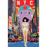 512 Store Nyc Retro Anime Girl Vintage 1980 Afiş Çerçevesiz Poster Duvar Dekor 30 X 42 Bej