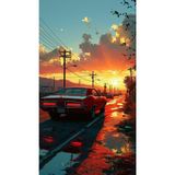 512 STORE The Car Sunset 80'S Tasarım Araba Duvar Poster, 325t32532fr324