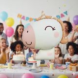 51x54 cm Retro Unicorn Karamel Pembe Folyo Balon - Doğum Günü Parti Dekorasyon Balonu