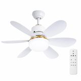 52 cm Kumandalı Işıklı Tavan Vantilatörü, E27 Duy Tipi 6 Kanatlı Fan Lamba, 3 Kademeli Hız, 3 Renk LED Aydınlatma,