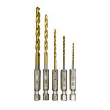 5214 1/4'' Bits Saplı Tin Kaplı Hss Matkap Ucu Seti 5 Parça