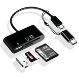 5256 Type-c Micro Usb 3in1 Sd Micrsd Kart Okuyucu Otg Çevirici Kablosu Siyah
