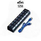 5258 7 Port Usb 3.0 2.0 Hub Çoklayıcı Çoğaltıcı Anahtarlı Switch