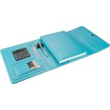 5259 Ajanda Tarihsiz Kareli 17X24 Cm. Ajanda Defter Hesap Makineli Deri Organizer Turkuaz - Çok Renkli
