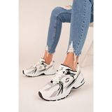 530 Kadın, Erkek, Unisex Ortopedik Triko Yürüyüş Spor Ayakkabısı, Günlük Sneaker - Beyaz - Gri