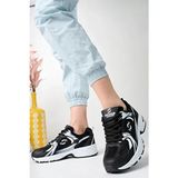 530 Kadın, Erkek, Unisex Ortopedik Triko Yürüyüş Spor Ayakkabısı, Günlük Sneaker - Siyah - Siyah