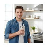 530 ml Pipetli ve Ağızlıklı Çelik Termos Kupa - Çift Fonksiyonlu Kapak - Sıcak/soğuk Tutan Seyahat Bardağı (Travel Mug) - 4 Farklı Renk Seçeneği (Krem) - 230 ml