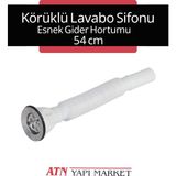 54 cm Uzun Esnek Lavabo Sifonu – Körüklü Hortum – Paslanmaz Süzgeç Başlıklı – Gider Borusu