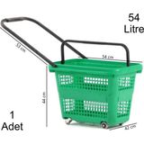 54 Litre 4 Tekerlekli Plastik Alışveriş El Sepeti Yeşil 1 Adet