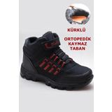 542 Ortopedik Kaymaz Taban İçi Kürklü Kışlık Çocuk Bot Ayakkabı Blacksea