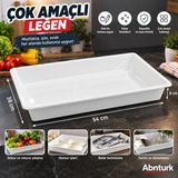 54x38x8cm Beyaz Plastik Peynir Leğeni- Büyük Boy Peynir Gıda Küveti Çok Amaçlı Derin Tepsi-4 No Köşeli Küvet