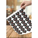 55 Adet 4 cm Siyah Kalp Şekilli Kesimli Homemade El Yapımı Yapışkanlı Çıkartma Sticker Etiket