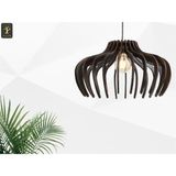 55 cm Rustik Retro Sarkıt Ahşap Büyük Vintage Salon Mutfak Avizesi - Siyah
