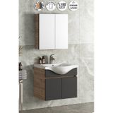 55 Cm Yıldız Dıştan Aynalı Banyo Dolabı Takımı Seramik Lavabolu Ü Antrasit - Atlantik Çam