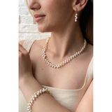 5,5 Mm Barok Doğal İnci Kolye Bileklik Küpe Üçlü Set