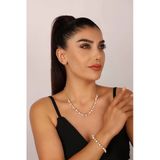 5,5 Mm Doğal İnci Sallantılı Kolye Bileklik İkili Set