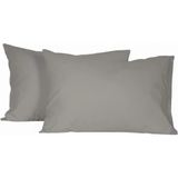 55 x 75 cm Büyük Boy Yastık Kılıfı Ranforce % 100 Pamuklu 2 Adet Fermuarlı - Gri - 55x75