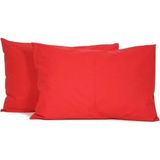 55 x 75 cm Büyük Boy Yastık Kılıfı Ranforce % 100 Pamuklu 2 Adet Fermuarlı - Kırmızı - 55x75