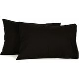 55 x 75 cm Büyük Boy Yastık Kılıfı Ranforce % 100 Pamuklu 2 Adet Fermuarlı - Siyah - 55x75