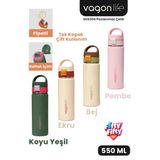 550 Ml Tek Kapak Çift Kullanım Pipetli Rahat İçim Kulplu Paslanmaz Çelik Termos 1110-550Ml