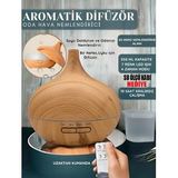 550ml Elektrikli Aroma Uçucu Yağ Difüzör Hava Nemlendirici Kumandalı Led Lamba Buhar Yayıcı Makinesi (Ahşap)