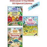 555 Eğlenceli Çıkartma 3 Kitap Set- 1.dinozorlar 2.çiftlik Hayatı 3.hayvanlar, +3 Yaş Erkek Çocuk