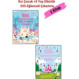555 Eğlenceli Çıkartma Dizisi 2 Kitap, 1. Periler 2. Deniz Kızlarının Dünyası, +3 Yaş Kız Çocuk
