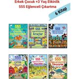 555 Eğlenceli Çıkartma Dizisi 6 Kitap Set, +3 Yaş Erkek Çocuk Etkinlik Kitap Seti
