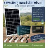 55w Hazır Solar Paketi Güneş Paneli Enerji Sistem 14ah Jel Akü + 10a Şarj Kontrol Cihazı + 4 Led Ampul +12v Çakmaklık
