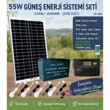 55W Hazır Solar Paketi Güneş Paneli Enerji Sistem 14Ah Jel Akü + 10A Şarj Kontrol Cihazı + 4 Led Ampul + Çakmaklık Çıkışı | Taşınabilir