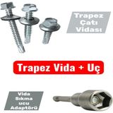 5,5X50mm Trapez Çatı Vidası (50Li Paket) + M8 Vida Sıkma Ucu (1 Adet)