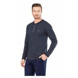 5656 Uzun Kollu Pamuklu Erkek Pijama Takımı Lacivert