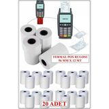 56X12 Termal Pos Kağıdı - Pos Rulosu - Yazarkasa Pos Kağıdı 20 Adet - Beyaz