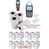 56X12 Termal Pos Kağıdı - Pos Rulosu - Yazarkasa Pos Kağıdı 50 Adet