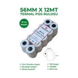 56x12 Termal Rulo Yazarkasa Pos Rulosu 1 Paket 10 Adet Tse Belgeli Bpa Free