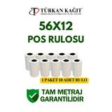 56X12 Termal Rulo - Yazarkasa Pos Rulosu 5 Paket 50 Adet